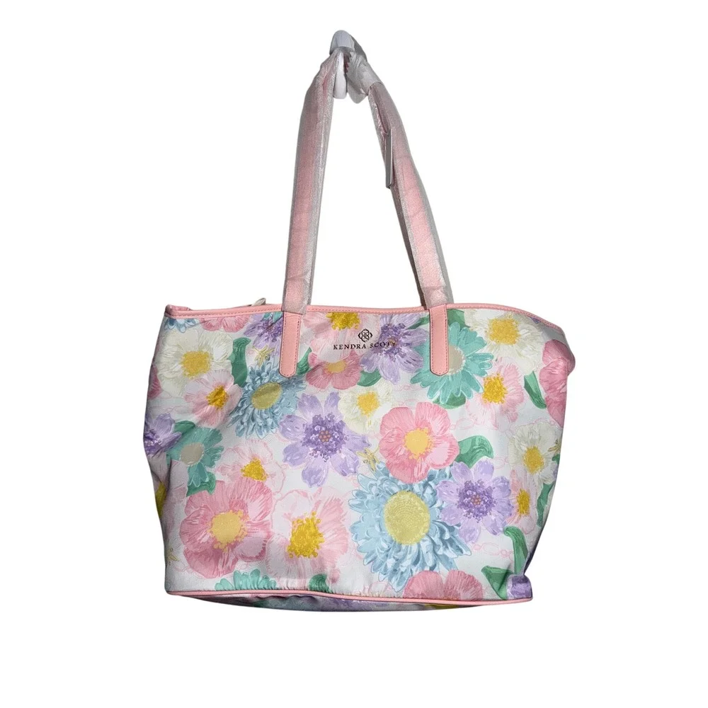 Kendra Scott NWT Floral Tote Bag Pink Pastel Large Shoulder Shopper Spring